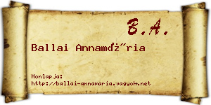 Ballai Annamária névjegykártya